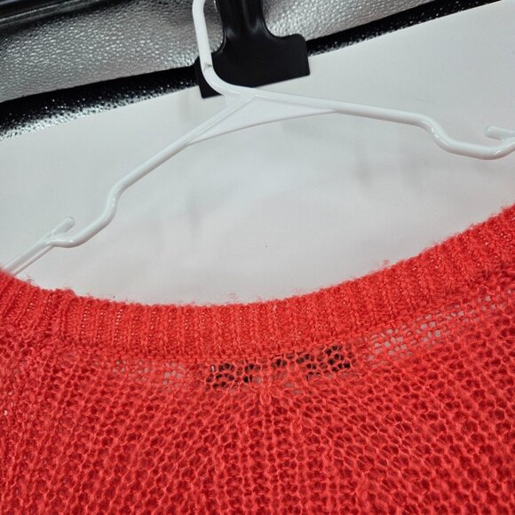 Project Naadam Sweater Coral Pink Open Knit Bell Sleeve Tied Bow Pullover Size S - Picture 6 of 7